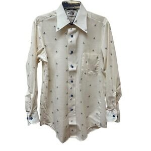 Vtg Van Heusen 417 Shirt Hippie Disco Dagger Collar Woodstock Size 15.5/32 NEW